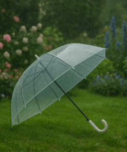 Guarda-Chuva Transparente com Cabo Branco 84cm
