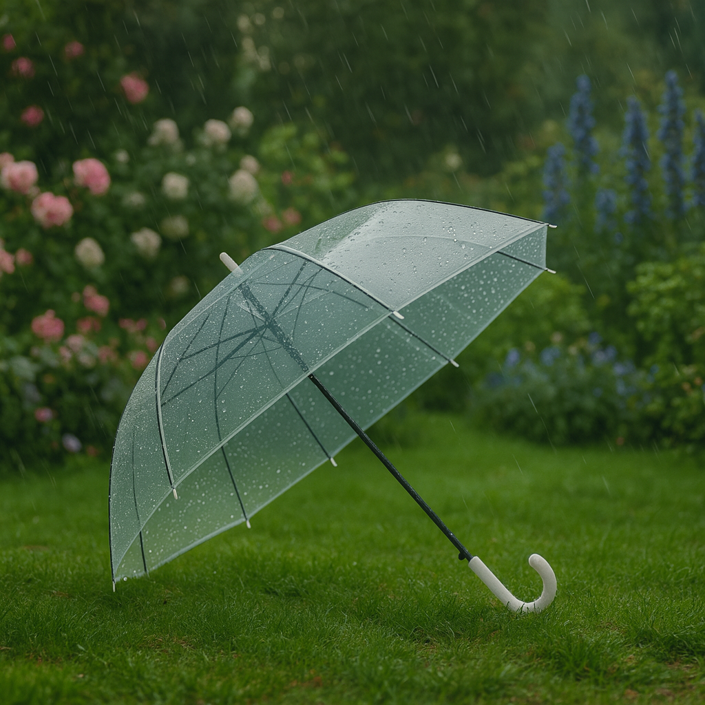 Guarda-Chuva Transparente com Cabo Branco 84cm