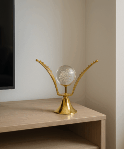 Decoração Globo de Vidro com Base Dourada 7x15,5x15,5cm