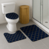 Kit Tapetes de Banheiro Linhas Douradas 3 Peças 50x80cm Antiderrapante