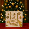 Mini Sacola de Papel Decorada Natalina Branca e Dourado