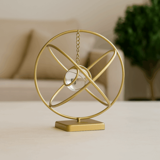 Esfera Decorativa Dourada com Centro de Vidro 15,5x16x15,5