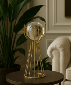 Globo de Vidro e Base de Ferro Decorativa Moderna