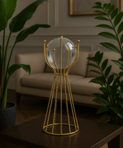 Globo de Vidro e Base de Ferro Decorativa Moderna