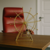 Roda Gigante Decorativa de Ferro Dourada Giratória