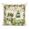 Capa de Almofada Natalina com Estampa de Boneco de Neve Decoração de Natal