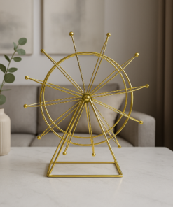 Mini Roda Gigante de Ferro Dourado Giratória Decorativa