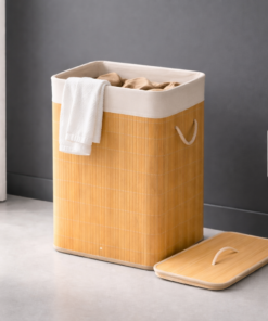 Cesto de Bambu Retangular com Tampa Removível