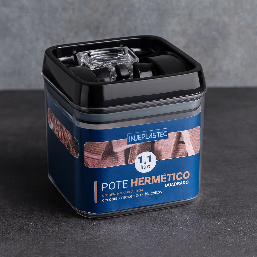 Pote Hermético Quadrado Injeplastec 1,1L - Imagem 2