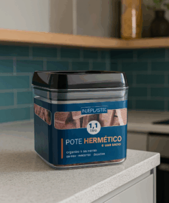 Pote Hermético Quadrado Injeplastec 1,1L
