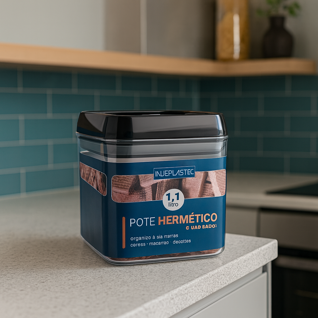 Pote Hermético Quadrado Injeplastec 1,1L