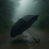 Guarda-chuva preto grande com cabo curvo