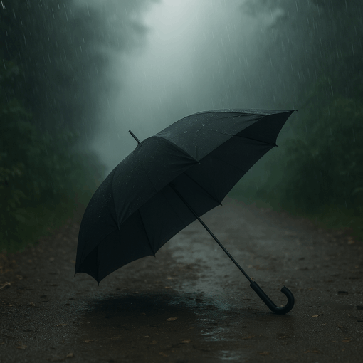 Guarda-chuva preto grande com cabo curvo