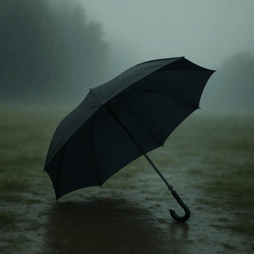 Guarda-chuva preto grande com cabo curvo
