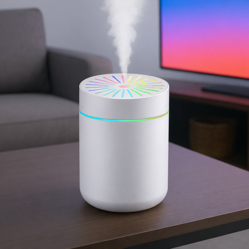 Umidificador Decorativo Circular Silencioso Branco ou Preto