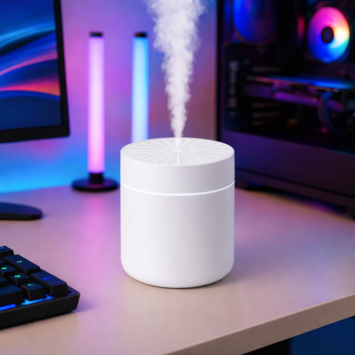 Umidificador Decorativo Circular Silencioso Branco ou Preto