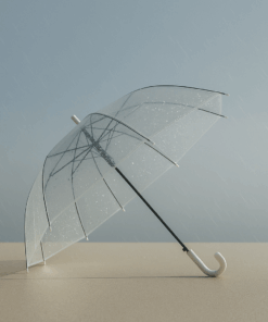 Guarda-Chuva Transparente com Cabo Branco 84cm