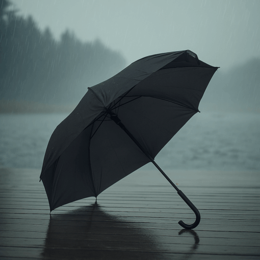 Guarda-chuva preto grande com cabo curvo