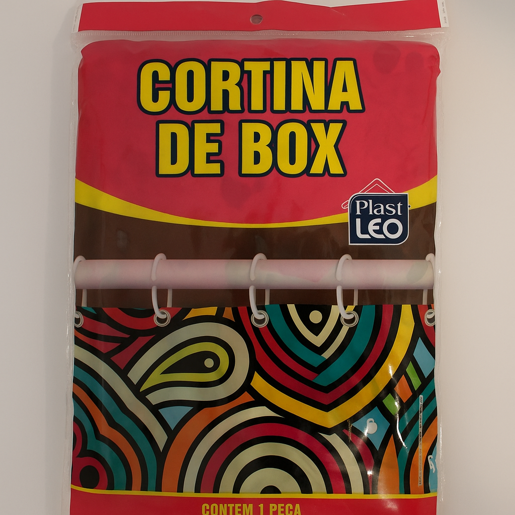 Cortina de Box Plast Leo Floral Rosa Translúcida 1,35m x 1,78m - Imagem 2