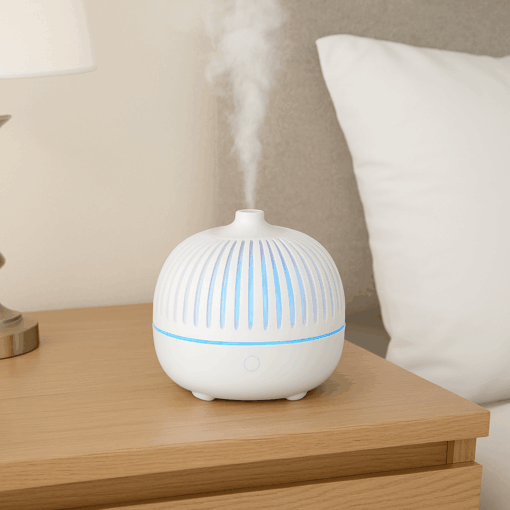 Umidificador Aromatizador Difusor Branco Led Azul 15cm