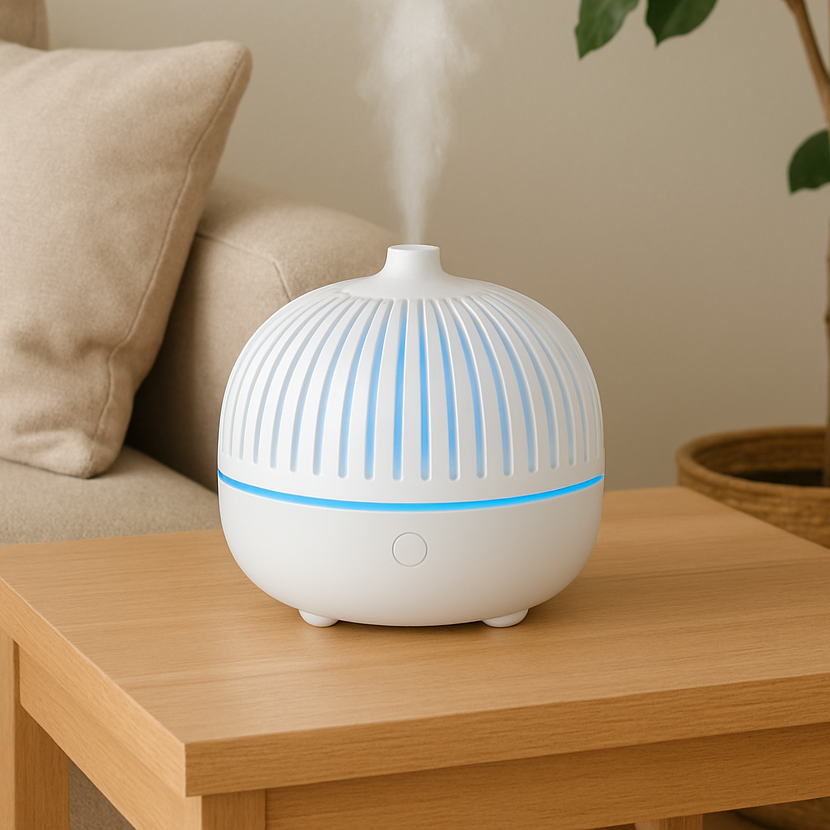 Umidificador Aromatizador Difusor Branco Led Azul 15cm