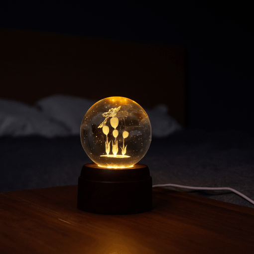 Luminária Personalizada Crystal Ball 3D Giratória 8 cm