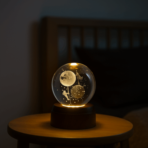 Luminária Personalizada Crystal Ball 3D Giratória 8 cm