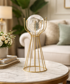 Globo de Vidro e Base de Ferro Decorativa Moderna