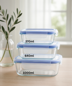 Kit 3 Potes Herméticos de Vidro com Tampa e Trava