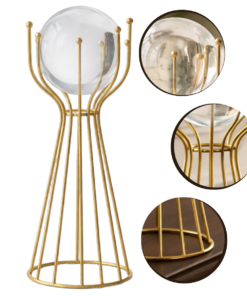 Globo de Vidro e Base de Ferro Decorativa Moderna