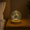 Luminária Crystal Ball Led 18,8cm Circunferência Base de Madeira