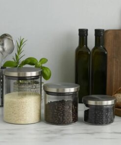 Conjunto 3 Pote de Vidro Tampa Inox Belovidro