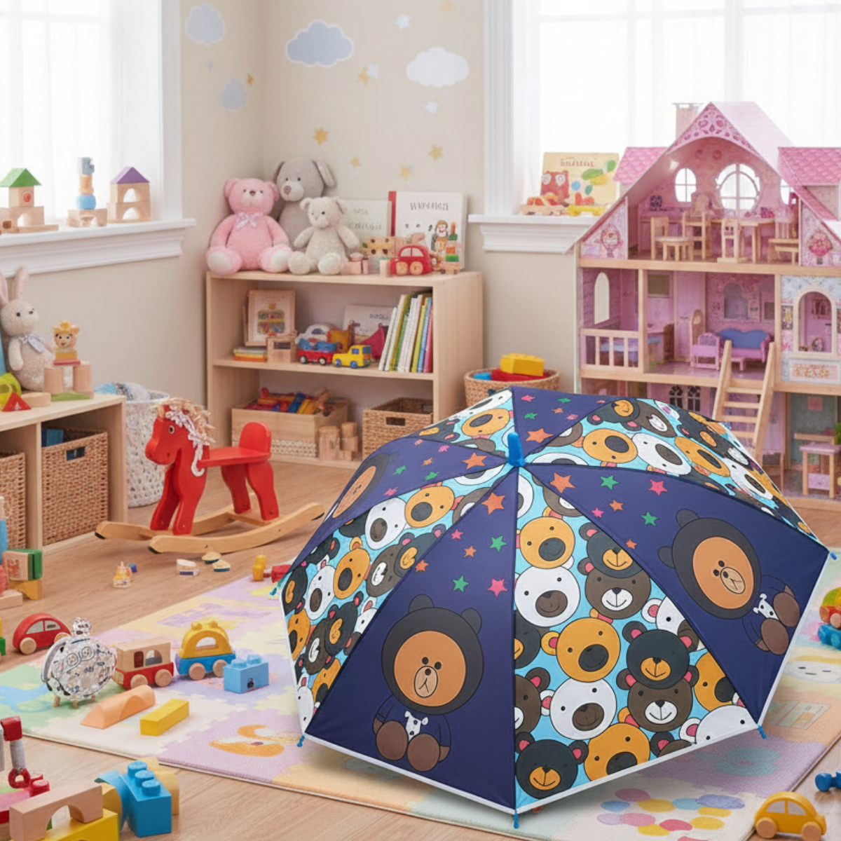 Guarda-Chuva Infantil com Estampa de Ursinhos 80cm