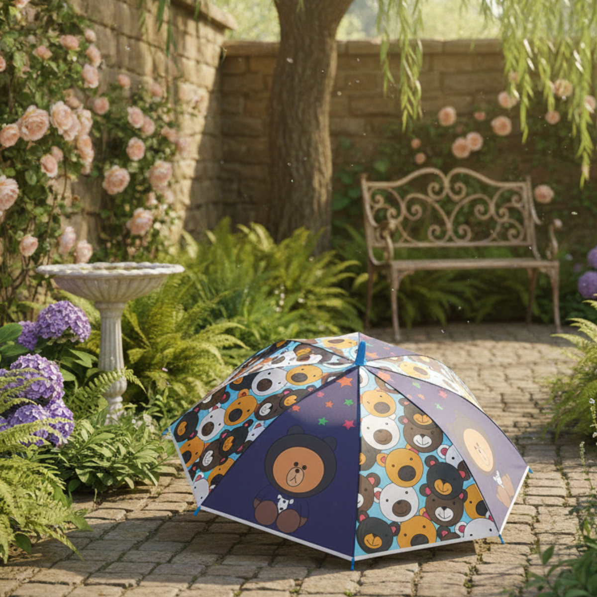 Guarda-Chuva Infantil com Estampa de Ursinhos 80cm