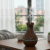 Umidificador de Ar Formato Vaso Marrom 200ml com Luz Colorida