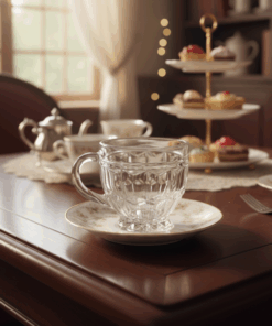 Xícara de Vidro Lapidada 250ml Transparente com alça