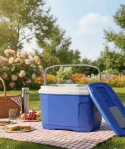 caixa térmica no jardim