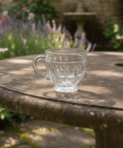 Xícara de Vidro Lapidada 250ml Transparente com alça