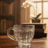 Xícara de Vidro Lapidada 250ml Transparente com alça