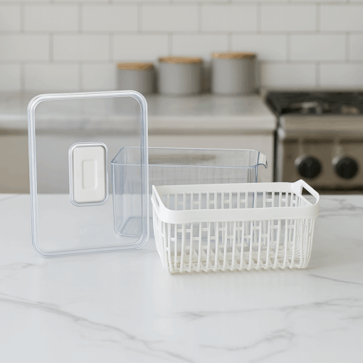 Organizador de Geladeira Transparente com Cesto