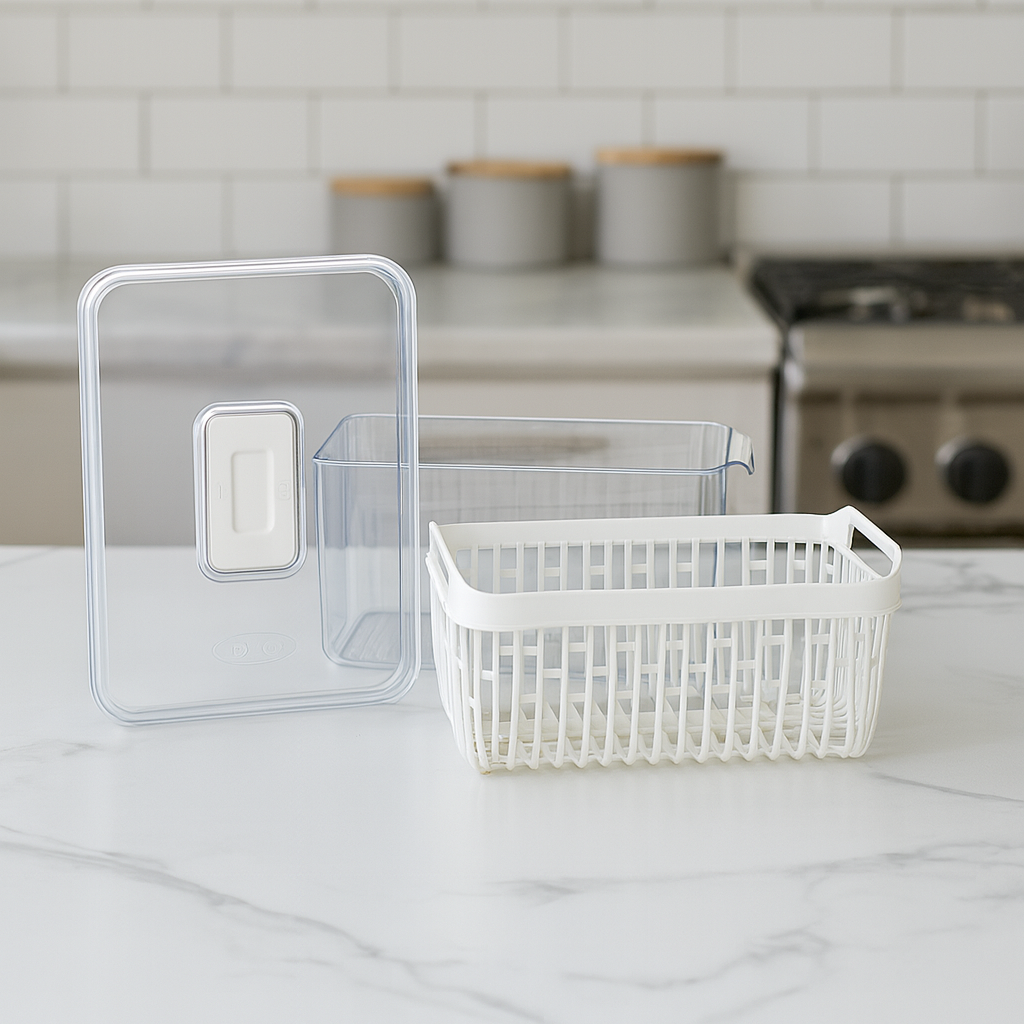 Organizador de Geladeira Transparente com Cesto - Imagem 3