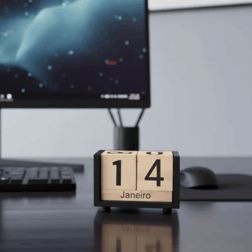 Calendário de Madeira Decorativo para Mesa