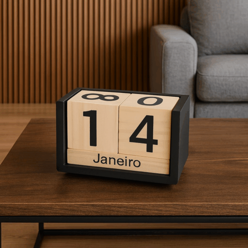 Calendário de Madeira Decorativo para Mesa