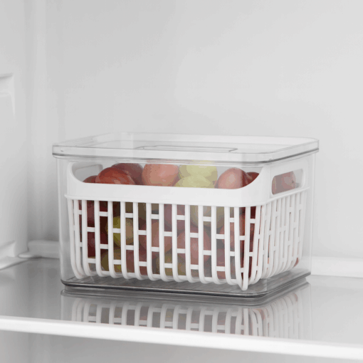 Organizador de Geladeira Transparente com Cesto