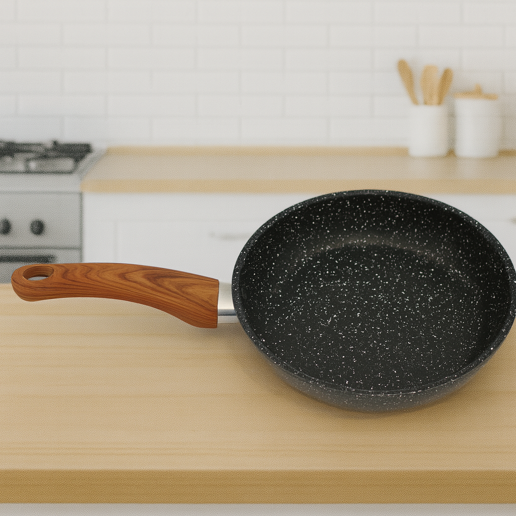 Jogo de Panelas em Cerâmica 5 Peças Wood Preto e Vermelho com Tampa de Vidro Antiaderente e Resistente para Cozinhar no Dia a Dia - Imagem 5