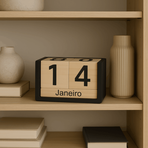 Calendário de Madeira Decorativo para Mesa