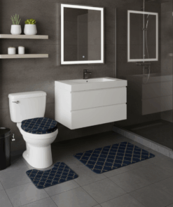 Kit Tapetes de Banheiro Linhas Douradas 3 Peças 50x80cm Antiderrapante