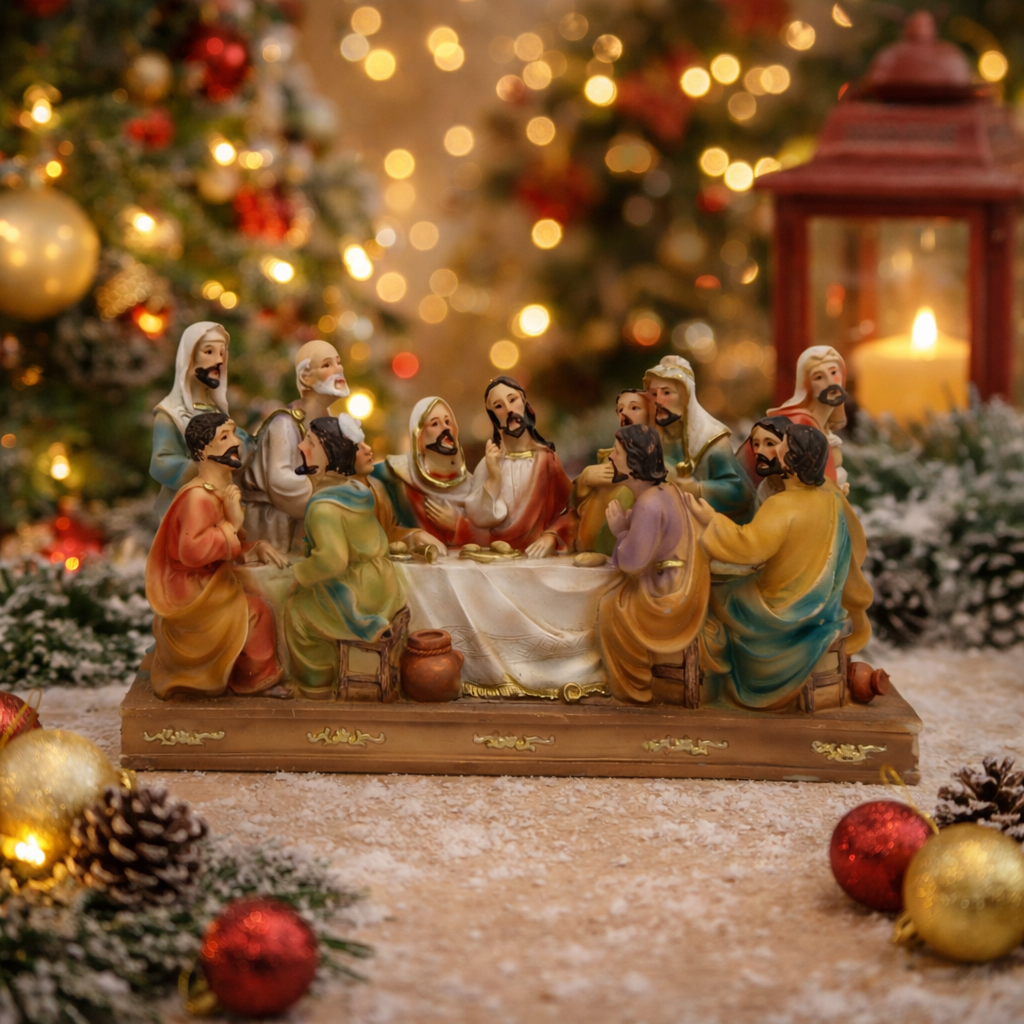 Decoração da Última Ceia Religiosa em Resina Wincy