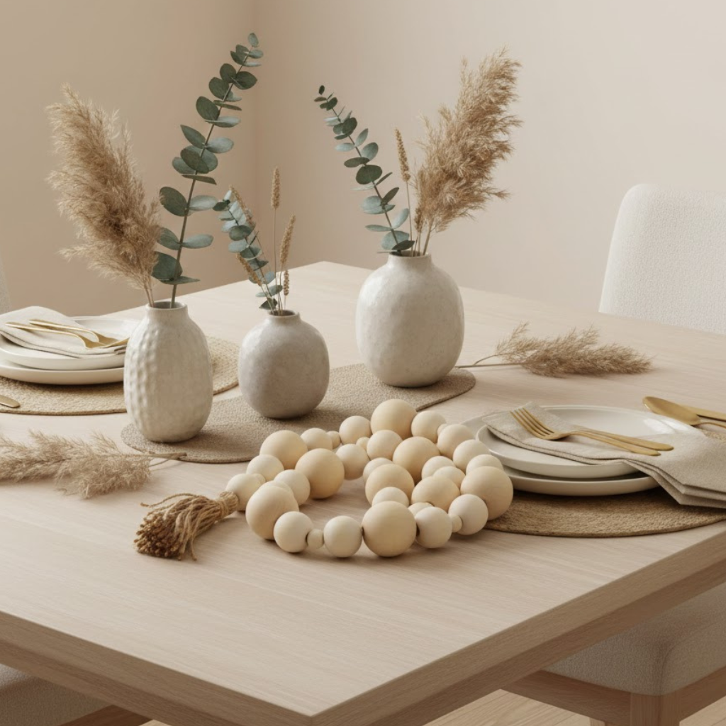 Colar de Mesa Decorativo em Madeira para Ambientes Modernos