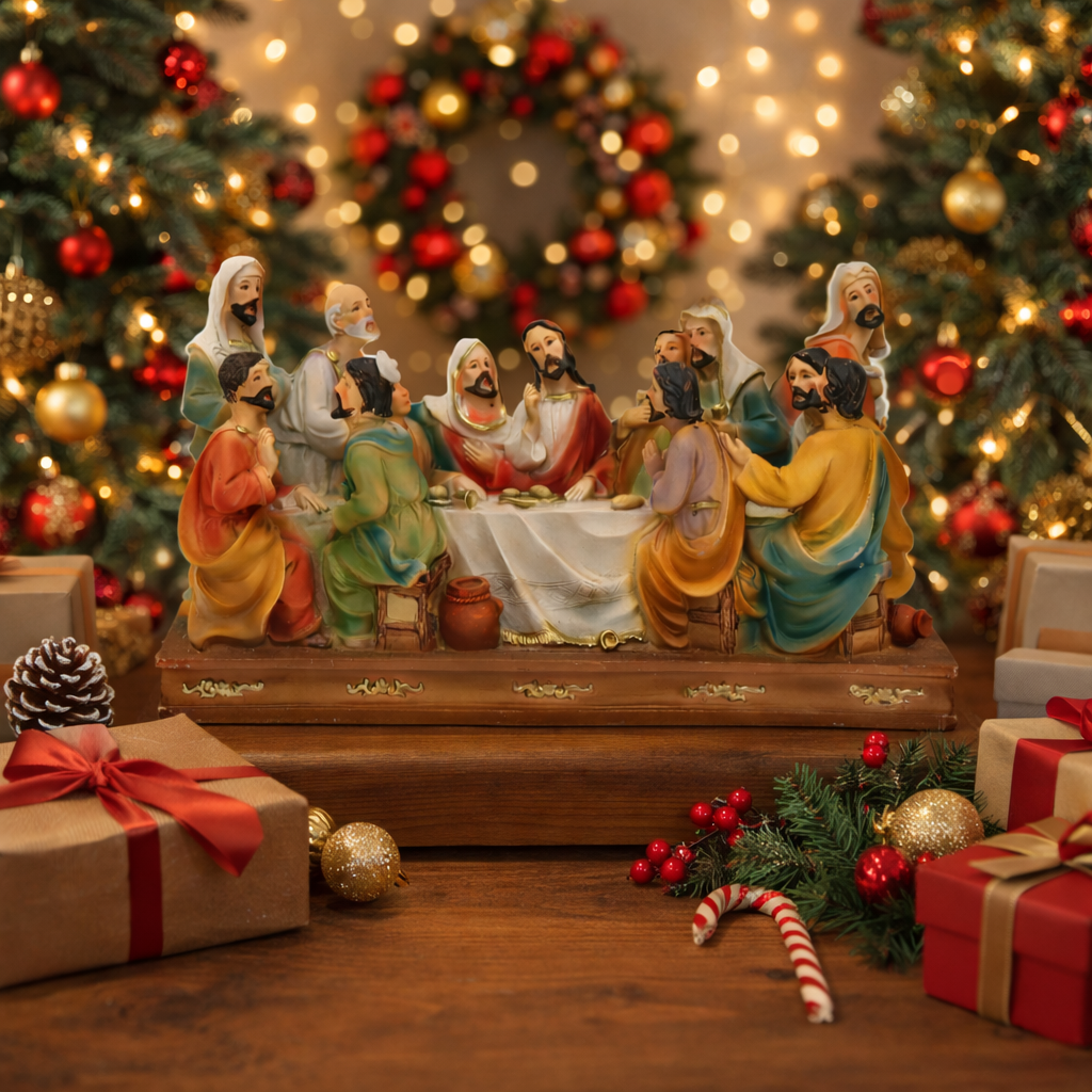 Decoração da Última Ceia Religiosa em Resina Wincy